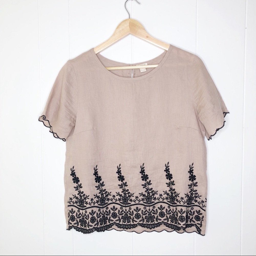 J Crew embroidered blouse top